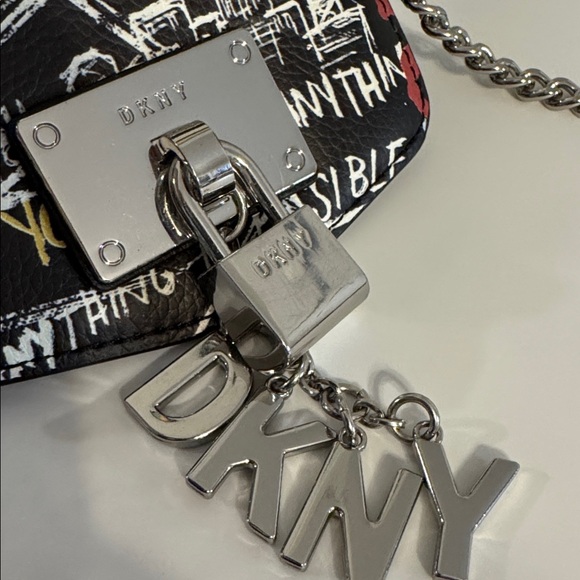 DKNY Elissa Graffiti Logo Pebble Charm Crossbody Bag - Picture 4 of 8